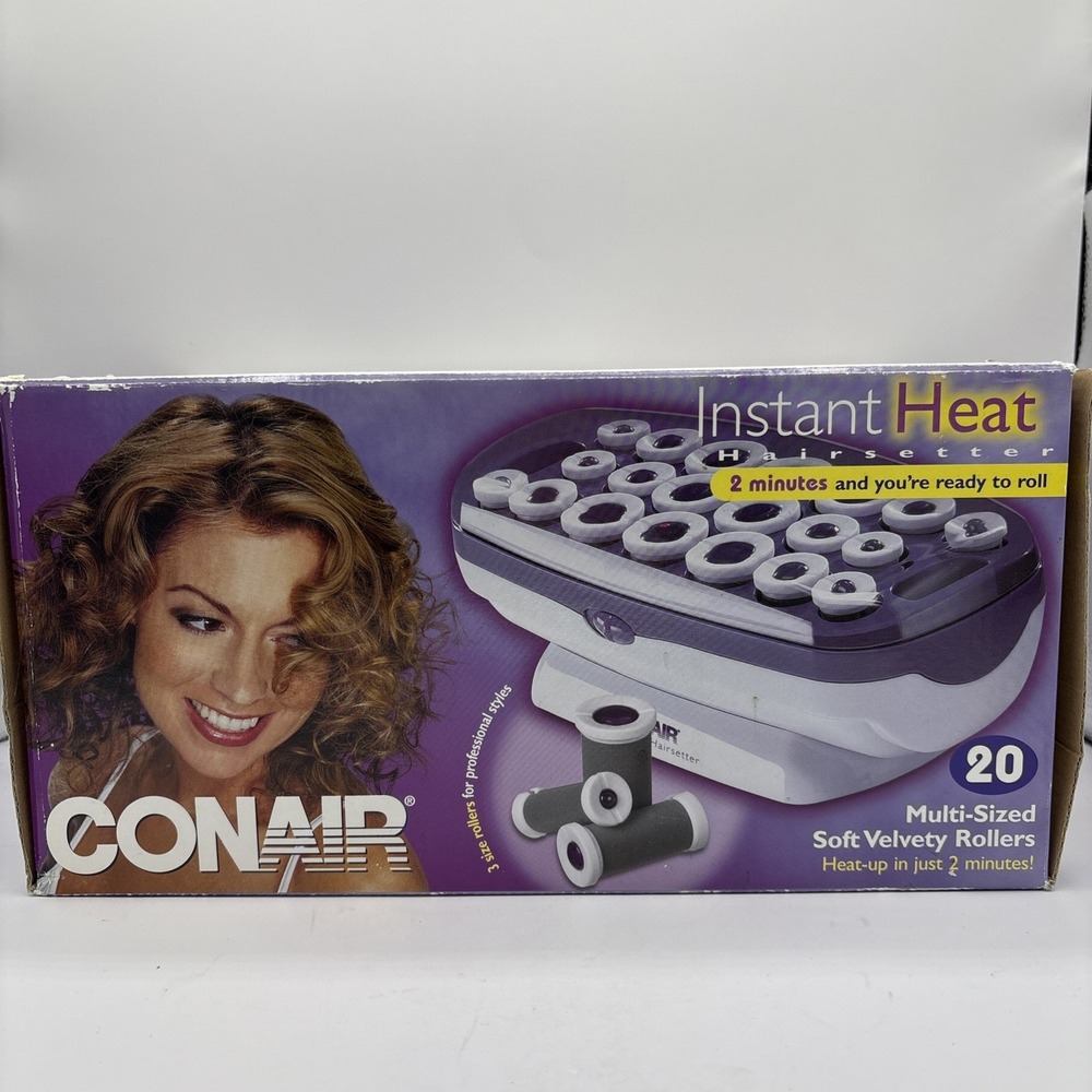 CONAIR Instant Heat Hairsetter 20 Multi Size Velvet Hot Rollers w/Clips